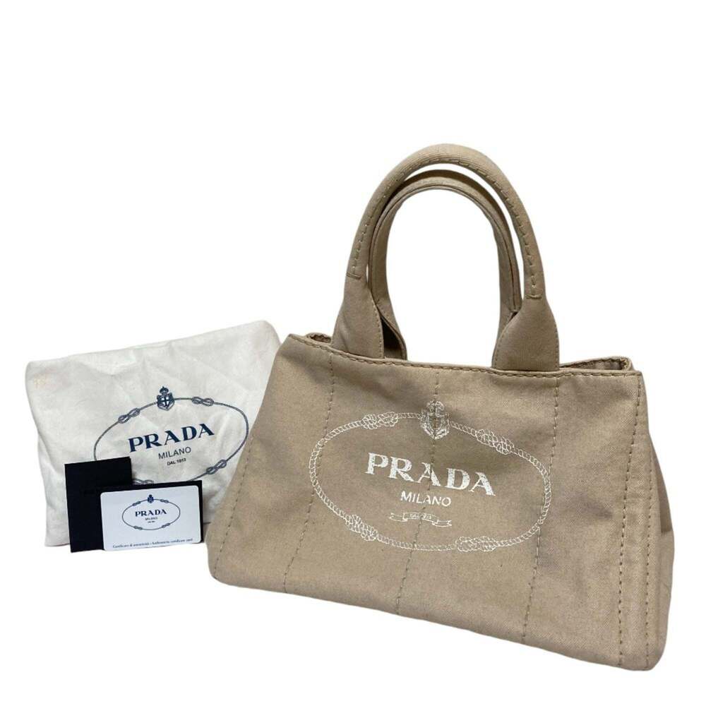 PRADA Canapa Denim Tote Bag B1877B Beige Women's - Picture 12 of 15